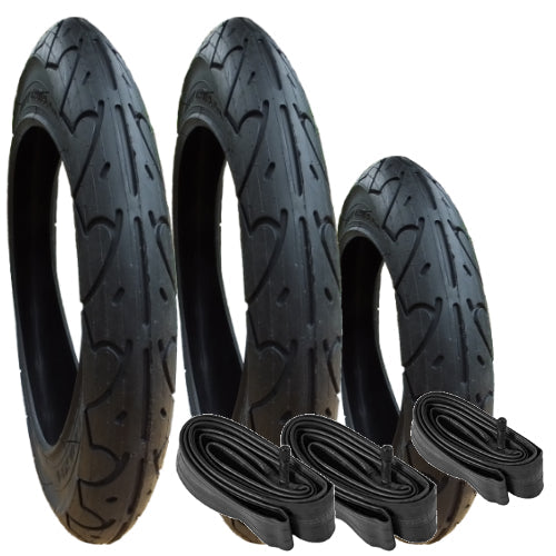 Hauck Runner replacement tyres and inner tubes - 16 inch/12 inch - Set of 3