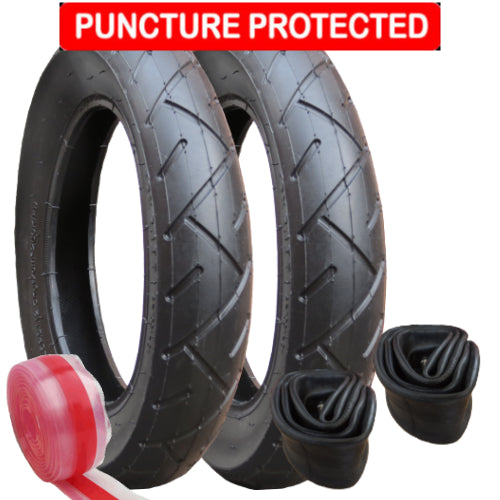 Replacement Tyres and Inner Tubes - set of 2 - Puncture Protected - size 121/2 x 21/4