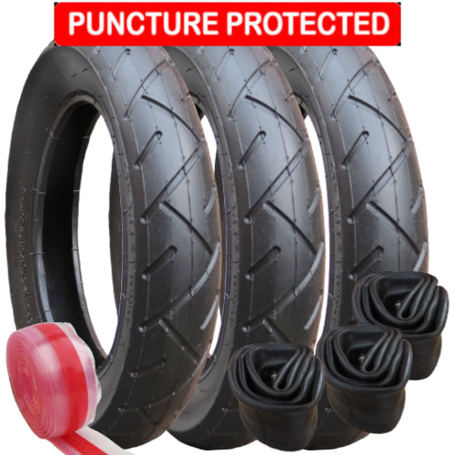 Quinny Freestyle Tyres and Inner Tubes - set of 3 - Puncture Protected - size 121/2 x 21/4