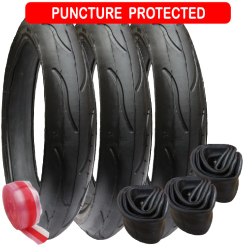 Phil & Teds Verve replacement tyres and inner tubes - set of 3 - Puncture Protected - size 300 x 500