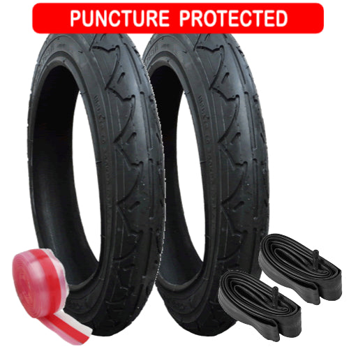 Hauck Runner replacement tyres and inner tubes for the rear wheels - 16 inch - Set of 2 - Puncture Protected