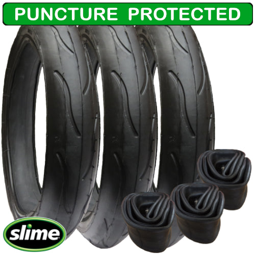 Replacement Tyres size 300 x 55 - plus Inner Tubes - set of 3 - with Slime Protection