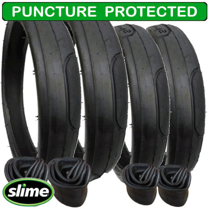 Replacement tyres - size 60x230 and 48x188 - plus inner tubes - with Slime Protection - Set of 4