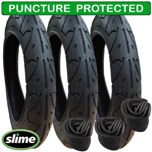 Replacement Tyres and Inner Tubes - set of 3 - with Slime Protection - size 121/2 x 21/4