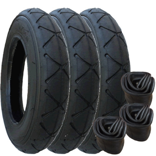 Replacement tyres size 10 x 2.0 plus inner tubes - set of 3