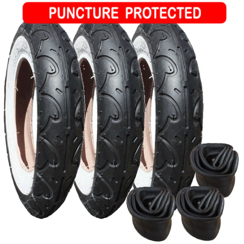 Genuine Phil and Teds Dot Tyres plus Inner Tubes - Set of 3 (10") Kenda - Puncture Protected