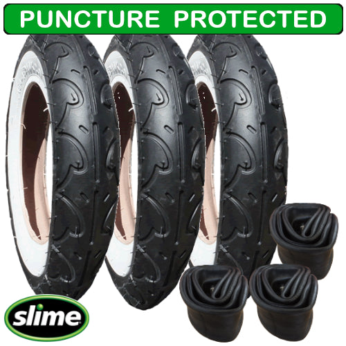 Genuine Phil and Teds Dot Tyres plus Inner Tubes - Set of 3 (10") Kenda - with Slime Protection
