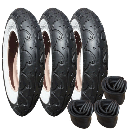 Genuine Phil and Teds Dot Tyres plus Inner Tubes - Set of 3 (10") Kenda