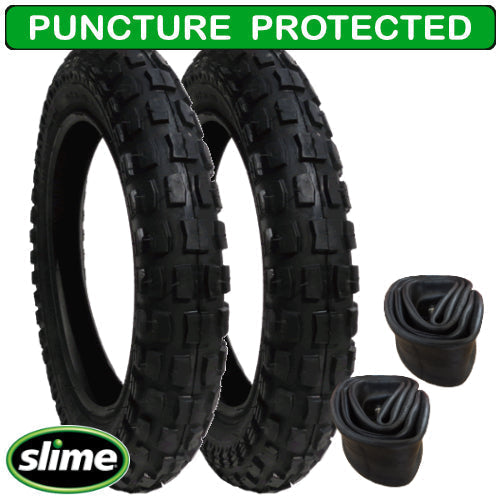 Replacement Tyres and Inner Tubes - set of 2 - Heavy Duty - with Slime Protection - size 121/2 x 21/4