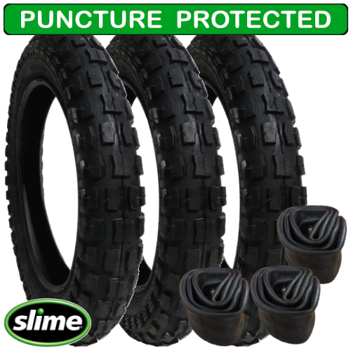 Jane 360 Tyres and Inner Tubes - set of 3 - Heavy Duty - with Slime Protection - size 121/2 x 21/4